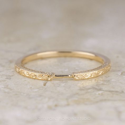 Vintage Harper Cuff Wedding Band, 14k Yellow Gold Cuff Wedding Band, Detailed Wedding Band, Low Profile Engagement Rings, Filigree Wedding Band, Engagement Ring Pictures, Wedding Band Engraving, 14k Gold Wedding Band, Cuff Design, Marquise Shape Diamond