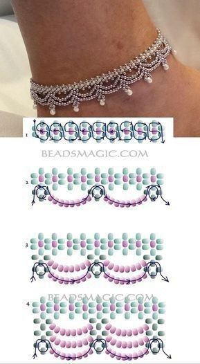 Free Necklace Patterns, Simple Beaded Necklaces, Pola Manik, Gelang Manik-manik, Beaded Necklace Patterns, Short Pattern, Beading Jewelery, Pola Gelang, Gelang Manik