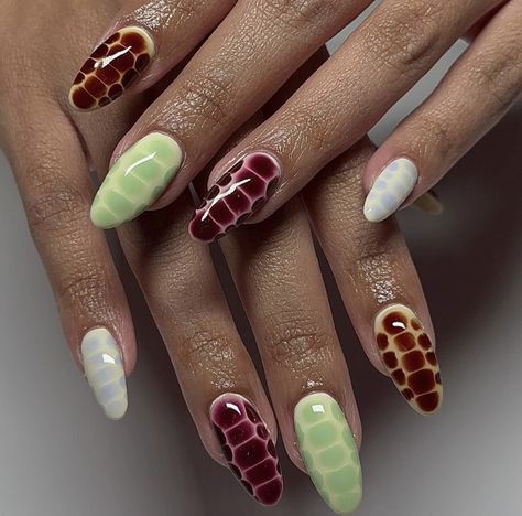 Crocodile Nails, Vibrant Nails, Work Nails, Get Nails, Classy Nails, Funky Nails, Powder Nails, Perfect Nails, Black Nails