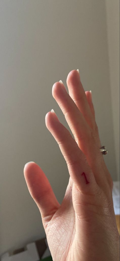 Red Pinky Tattoo, Side Pinky Tattoo, Number Tattoo Finger, Pinkie Tattoo, Number Finger Tattoo, Hand Tattoo Placement, Pinky Finger Tattoo, Number Tattoo Placement, Pinky Tattoo