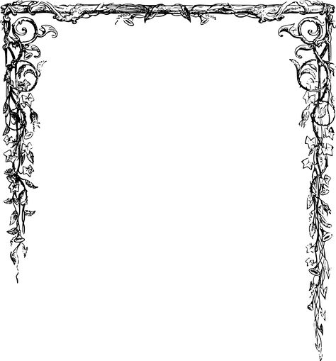 Leafy half-border by @Firkin, From a drawing in 'Flowers of Friendship: original and selected poems on the subject of Christian Friendship', John Thorpe, 1857., on @openclipart Fantasy Frame Border, Poem Border Design, Cool Borders, Vintage Frame Illustration, Medieval Png, Medieval Border, Gothic Border, Border Frame Design, Png Border