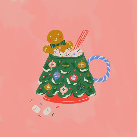 Portfolio — Samantha Johnson Illustration Cup Of, Xmas Wallpaper, Winter Illustration, Cute Christmas Wallpaper, Christmas Inspo, Christmas Characters, Christmas Drawing, Whimsical Illustration, Holiday Illustrations