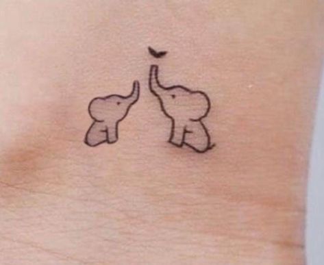 Owen Tattoo, Elephant Henna Designs, Nose Tattoo, Tiny Elephant Tattoo, Cute Elephant Tattoo, Cute Tattoos With Meaning, Name Tattoos For Moms, Mom Daughter Tattoos, Small Matching Tattoos