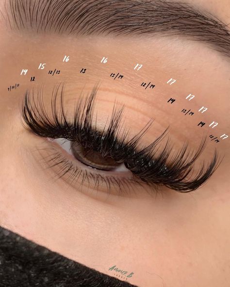 Lash Mapping Spikes, Lash Mapping With Spikes, Lash Map 16mm, Whisky Lash Map, Lash Sets For Almond Eyes, Strip Lash Map, Lash Mapping Doll Eye, Spikey Lash Map, Lash Map With Spikes