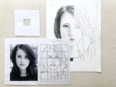 Copying a portrait using the Grid Method – Arte a Scuola Learn Oil Painting, Grid Drawing, 7th Grade Art, Art Lessons Middle School, Gallery Ideas, Drawing Sheet, Creation Art, Drawing Prompt, Figure Sketching