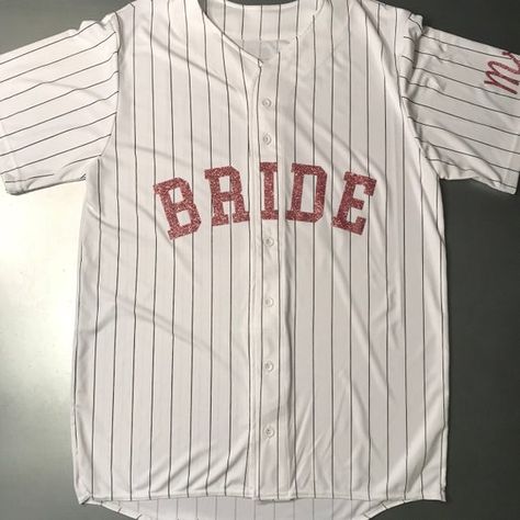 Bride Baseball Jersey, Quince Court Outfits, Court Outfits, Bride Jersey, Quince Court, Prep Outfits, Court Outfit, Gold And Purple, Bride Getting Ready