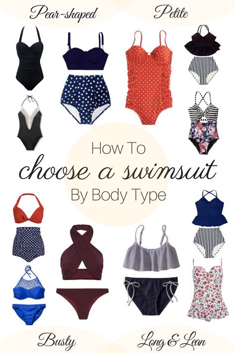 Swimwear For Petite Women, Best Swimwear For Body Type, Pear Body Shape Swimsuit, Swimsuit For Petite Body Types, Swimsuit Body Type, Swimsuit Types, Swimsuit For Pear Shape, Bathing Suit For Body Type Pear, Types Of Swimwear