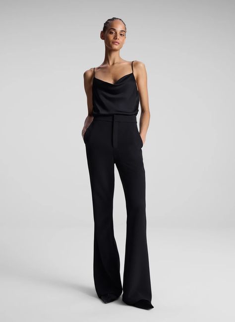 A.L.C. Sophie II Stretch Tailored Pant | ALCltd.com Black Pant Suit Women, Wealthy Fashion, Flared Suit Pants, Black Flare Pants Outfit, Outfits For Petite Women, Tailored Pants Outfit, Carpet Aesthetic, Outfit For Petite Women, Outfits For Petite