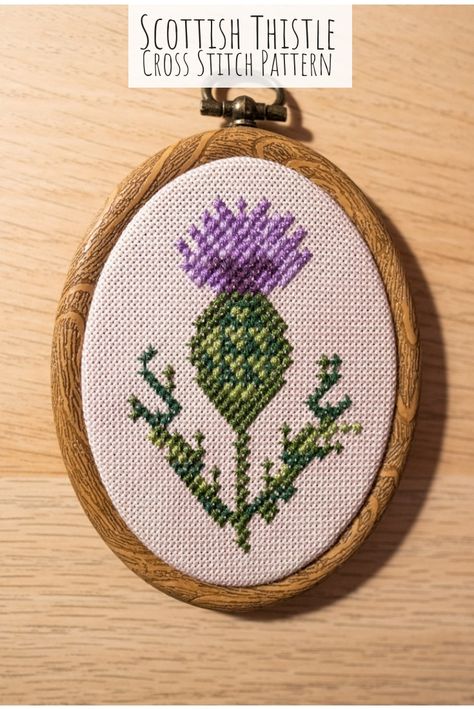 Scottish Thistle Cross Stitch Pattern Thistle Cross Stitch Pattern Free, Cross Stitch Scotland, Thistle Cross Stitch Pattern, Cross Stitch Patterns Easy, Scotland Thistle, Celtic Quilt, Thistle Pattern, Nature Cross Stitch, Scottish Thistle