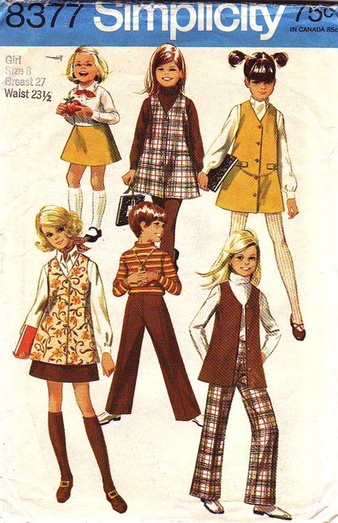 Skirt And Pants, Vest Skirt, Childrens Sewing Patterns, Girls Jumpers, Sewing Patterns Girls, Retro Mode, Simplicity Sewing, Couture Vintage, Simplicity Sewing Patterns