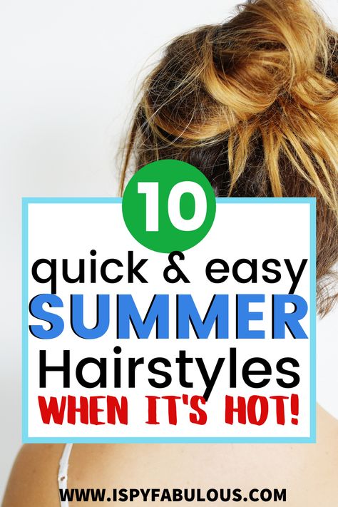 If temps are blazing and your hair is starting to stick to your neck, check out these new summer hairstyles that will quickly get your hair up with style. These quick and easy hairstyle tutorials are perfect or hot summer months! #hairstyles #hairtutorials #summerhair Easy Updos For Medium Hair Casual, Hair Ideas For Hot Weather, Easy Hot Day Hairstyles, Easy Hair Styles For Hot Weather, Hair Styles For Hot Summer Days, Hairstyle For Hot Weather Summer, Mom Summer Hairstyles, Summer Up Dos For Medium Hair, Summer Hair Dos For Long Hair