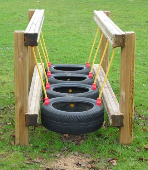 Tire Playground, Diy Kids Playground, Tire Swings, Kids Backyard Playground, Play Area Backyard, Backyard Kids Play Area, Outdoor Fun For Kids, Jardim Diy, Outdoor Play Areas