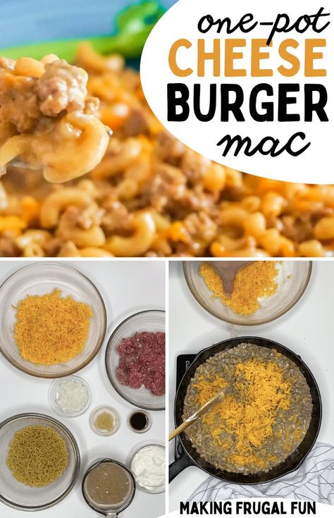 Healthy Hamburger Mac And Cheese, Mac And Cheese And Hamburger, Mac And Cheese Meal Ideas, Homemade Hamburger Mac And Cheese, Hamburger Meat And Mac And Cheese, Cheese Burger Macaroni Easy Recipes, Cheese Burger Pasta Recipes, Homemade Cheeseburger Mac, Hamburger Helper With Kraft Mac N Cheese