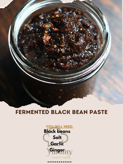 🌟 Elevate your dishes with homemade Fermented Black Bean Paste—rich, savory, and bursting with flavor! 🖤✨ #BlackBeanPaste #KoreanCondiments Fermented Black Bean Paste Ingredients: Black beans (1 cup, soaked and drained) Salt (2 tbsp) Garlic, minced (3 cloves) Ginger, minced (1 tbsp) Soy sauce (1/4 cup) Water (1/2 cup) Instructions: Place soaked black beans in a blender with garlic, ginger, soy sauce, and water. Blend until smooth. Transfer to a jar and seal tightly. Leave at room temperat... Black Bean Paste, Bean Paste, Black Bean, Black Beans, Soy Sauce, 1 Cup, Garlic, Condiments, Sauce