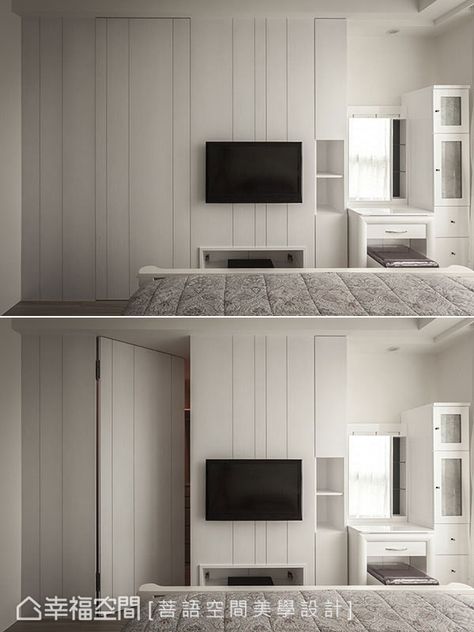 Hidden Doors In Walls, Hotel Bedroom Design, Bed Back Design, Modern Wall Paneling, Invisible Doors, Custom Front Doors, Small Apartment Interior, Built In Cabinet, Doors Interior Modern