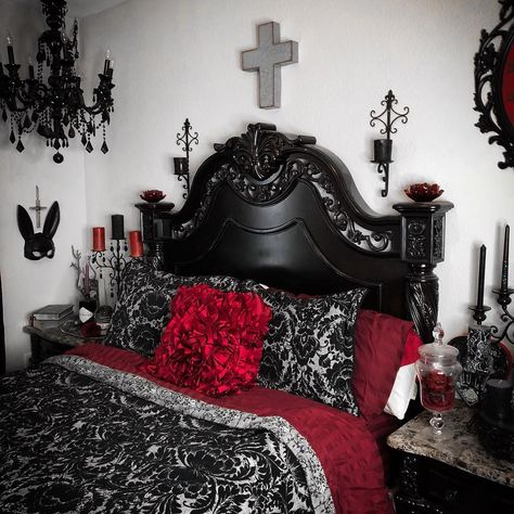 bedroom aesthetics are shaping up quite nicely I think . #gothicbedroom #gothicstyle #gothichome #gothicdecor #darkaesthetic… Gothic Bedroom Ideas, Gothic Room, Gothic Bedroom, Bedroom Aesthetics, Gothic Furniture, Goth Home Decor, Gothic Home Decor, Gothic House, Bedroom Aesthetic