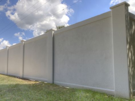 Precast Concrete Fence, Perimeter Fence Design, Concrete Fence Design, Concrete Wall Outdoor, Concrete Fence Ideas, Perimeter Fencing, Concrete Fencing, Concrete Fences, Concrete Fence Wall