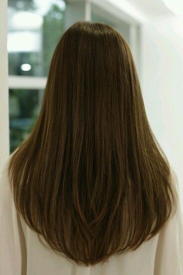 Long Hair V Cut, U Cut Hairstyle, Layer Panjang, U Cut, Angled Hair, Hair Smoothening, U Shaped Hair, Straight Hair Cuts, Long Brown Hair