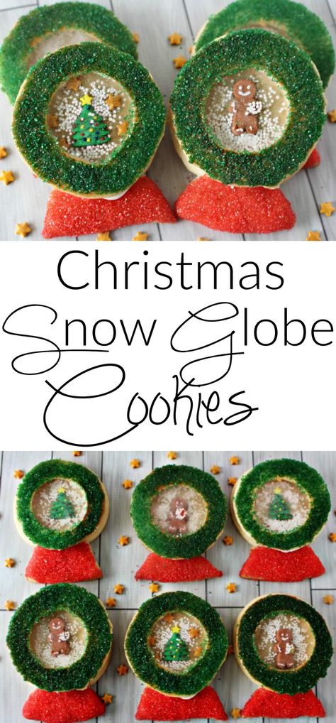 christmas-snow-globe-cookies Shaker Cookies Christmas, Shaker Cookies, Snow Globe Cookies, Globe Cookies, Snowglobe Cookies, Winter Cookies, Christmas Snow Globe, Cookies Christmas, Christmas Snow Globes