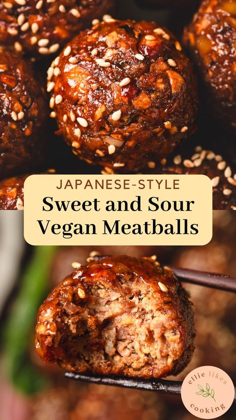 Sweet And Sour Vegan, Vegan Sweet And Sour, Resep Vegan, Vegetarian Asian, Vegan Japanese, Tofu Recipes Vegan, Sweet And Sour Meatballs, Vegan Meatballs, Vegan Asian