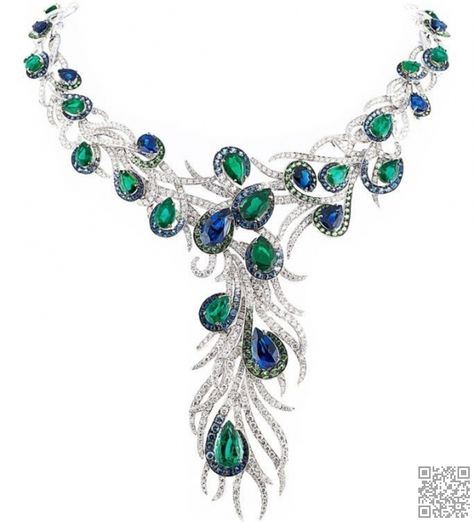 6. #Statement Necklace - 36 #Awesome Peacock Theme #Items to Inspire Your Life ... → #Lifestyle #Peacock Haute Jewelry, Eastern Culture, Peacock Jewelry, Feather Necklace, Necklace Collection, The Peacock, Emerald Necklace, Silk Road, Necklace White