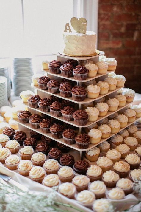 Wedding Cupcakes | Perfect Vow Renewal Cake | PreOwned Wedding Dresses Wedding Cupcake Display, Jordan Wedding, Cupcake Wedding, Cupcakes Wedding, Torte Cupcake, Wedding Display, December Wedding, Food Stations, Cupcake Tower