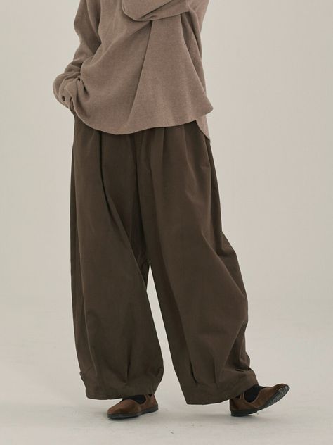 Styling Brown Pants, Balloon Pants Outfit, Tie Up Pants, Stitched Pants, Balloon Pants, Pants Brown, Closet Fashion, Tomboy Fashion, Fit Pants