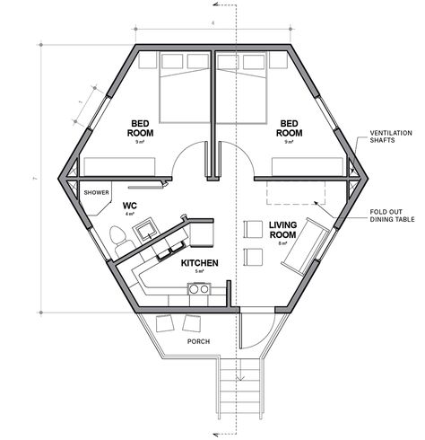 Architects for Society designs low-cost hexagonal shelters for refugees – per una nuova casa italiana Hexagonal House Design, Hexagon House Design, Octagon Architecture, Hexagon Plan, Hexagon House Plans, Humanitarian Architecture, Hexagonal House, Hexagonal Architecture, Hexagon House