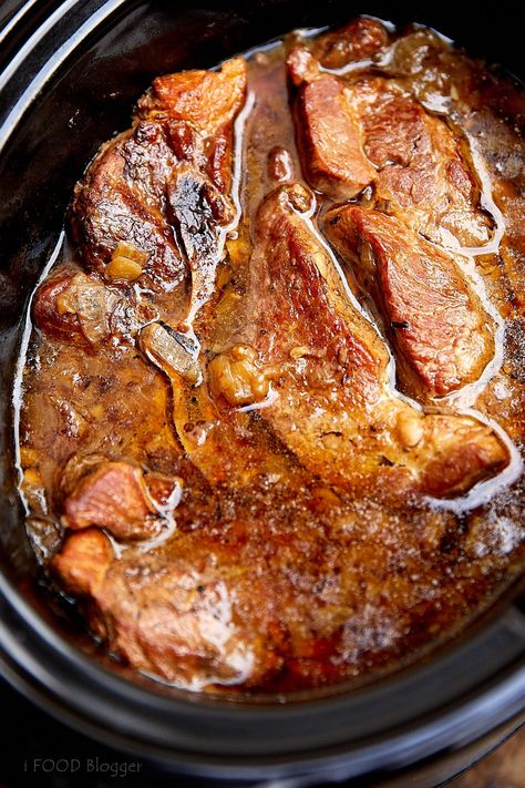 Rustic Slow Cooker Country-Style Pork Ribs - Craving Tasty Pork Ribs Slow Cooker, Boneless Pork Ribs Crockpot, Country Style Pork Ribs Crock Pot, Pork Country Style Ribs, Country Ribs Recipe, Crockpot Pork Ribs, Ribs Slow Cooker, Country Pork Ribs, Slow Cooker Ribs Recipe