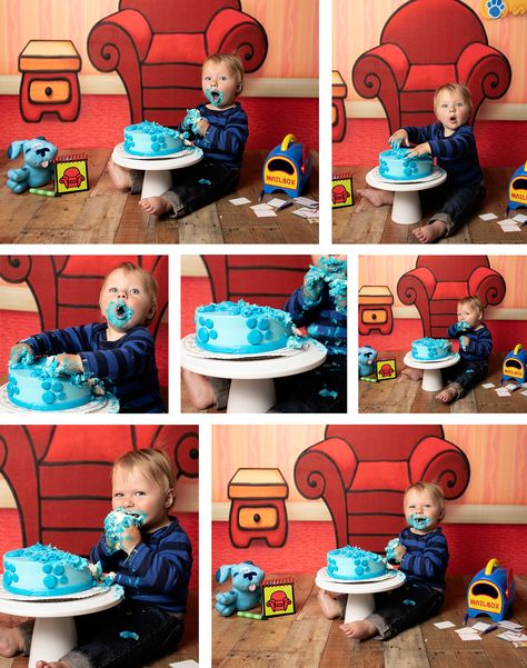 Blues Clues Cake 1st Birthdays, Blues Clues Birthday Party Ideas, Blues Clues Photo Shoot, Blues Clues Smash Cake, Blues Clues First Birthday, Blue Clues Birthday Party Ideas, Diy Blues Clues Party, Blues Clues Birthday Party Decoration, Blues Clues Birthday Party