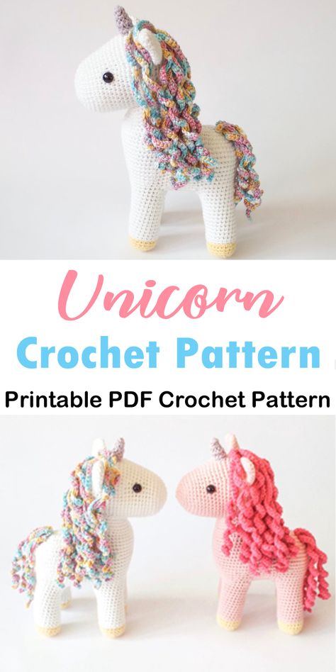 Toy Crochet Patterns, Crochet Unicorn Pattern Free, Cute Crochet Amigurumi, Unicorn Crochet Pattern, Crochet Pony, Stuffed Unicorn, Amigurumi Unicorn, Crochet Unicorn Pattern, Crochet Sloth