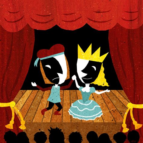 Commission for the Bristol Greeters for a giveaway/voucher online on their Twitter, Instagram, homepage +++ Illustration by Daniela Faber 2019 +++ theatre theater curtain stage bühne buehne shakespeare performance acting actors prince princess lady lord audience masks mime pantomime Theater Stage Illustration, Theatre Curtains Illustration, Theatre Curtains Drawing, Acting Illustration, Shakespeare Performance, Actor Illustration, Theater Drawing, Theater Illustration, Theatre Poster Design