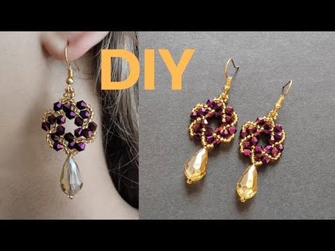 (1891) How to make beaded earrings with seed beads and glass bicones, bead earrings tutorial - YouTube Round Beaded Earrings, Earring Making Tutorials, Make Beaded Earrings, Tutorial Earrings, Seed Bead Bracelet Patterns, Fantasy Earrings, Science Jewelry, Earrings Tutorial, Beaded Earrings Tutorials