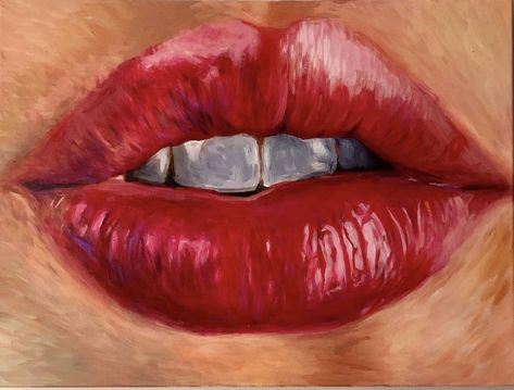 Mouth Painting Acrylic, Painting Lips Acrylic, Painting Of Lips, Lip Painting, Human Face Drawing, Mouth Painting, Pastel Lips, Peony Drawing, Lips Painting