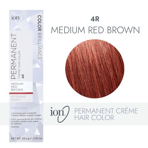 ion Color Brilliance Permanent Creme Hair Color utilizes pure ionic micro pigments for deeper, more intense color. Ion 4R Medium Red Brown Permanent Creme Hair Color | Red | 2.05 oz. | Sally Beauty Ion Hair Colors, Ion Color Brilliance, Face Nails, Hair Relaxers, 2023 Hair, Color Conditioner, Red To Blonde, Strengthen Hair, Red Brown Hair