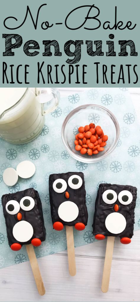 These easy no-bake Penguin Rice Krispie Treats are perfect for holiday cooking! Learning about Winter or Penguins? Make these easy Rice Krispie Recipes for a hands-on no-baking craft for the kids to enjoy. - simplytodaylife.com #Penguin #RiceKrispieTreat #WinterTreat #ChristmasRecipe #HolidayBaking #NoBakeRecipe #KidsInTheKithen Penguin Treats, Rice Krispie Recipes, Rice Krispies Recipe, Beautiful Baking, Party Theme Ideas, Baking Crafts, Easy Rice, Winter Treats, Candy Treats