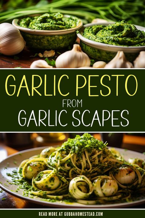 pesto recipe Garlic Scapes And Basil Pesto, Using Basil, Garlic Scape Pesto, Garlic Pesto, Night Creatures, Garlic Health Benefits, Family Compound, Growing Healthy Hair, Garlic Benefits