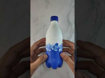 Plastic Bottles Painting, Best Out Of Waste With Plastic Bottles, How To Paint Plastic Bottles, Paint On Plastic Bottles, Plastic Bottle Art Diy, Plastic Bottle Art Projects, Painting On Plastic Bottles, Painting Plastic Bottles, Small Plastic Bottle Crafts