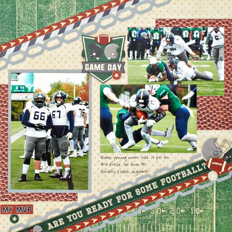 Football Layout, Basketball Scrapbook, Football Scrapbook, Baseball Scrapbook, Scrapbooking Sports, Graduation Scrapbook, Football Ideas, Scrapbooking Templates, Yearbook Spreads