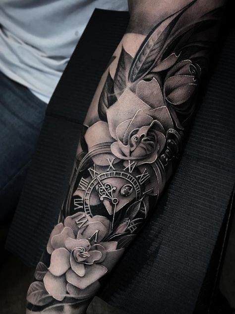 Linear Forearm Tattoo, Meaningful Half Sleeve Tattoos For Women, Best Sleeve Tattoos For Women Beautiful, Full Arm Tattoos For Women, Woman Sleeve Tattoo Ideas, Full Sleeve Tattoos Women, Gardenia Tattoo, Half Sleeve Tattoos Forearm, Arm Sleeve Tattoos For Women