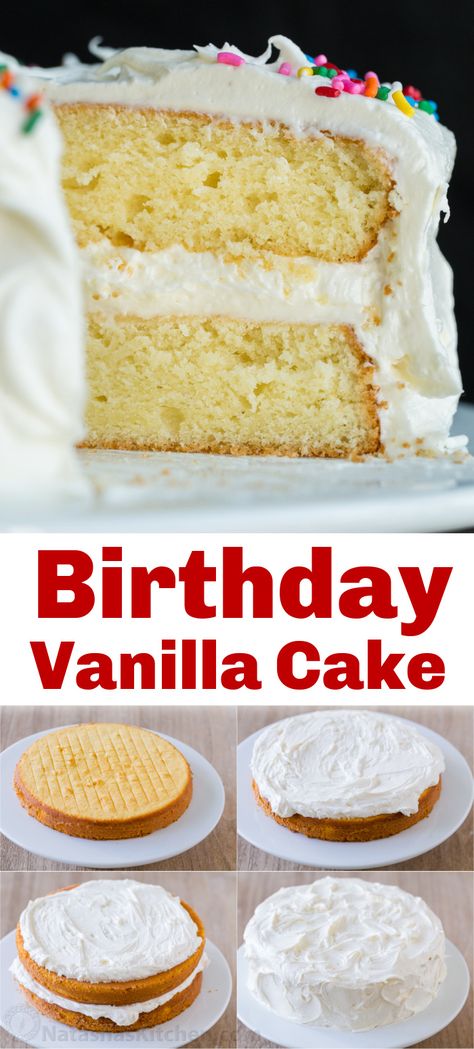 Vanilla Cake Recipe With Buttercream Frosting, Birthday Cake Vanilla Recipe, Two Layer Vanilla Cake Recipe, Vanilla Cake With Vanilla Frosting, Vanilla Cake 9 Inch Round, Best Birthday Cake Frosting, Good Vanilla Cake Recipes, Vanilla Cake With Vanilla Buttercream, Best Vanilla Frosting For Cake