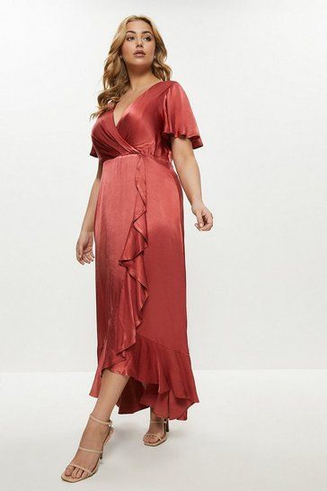 Plus Size Bridesmaid Dresses Terracotta, Plus Size Bridesmaid Dresses Long, Plus Size Angel, Plus Size Wrap Dress, Fashion 1910, Pink Bridesmaids, Fall Bridesmaid Dresses, Look Plus Size, Plus Size Bridesmaid