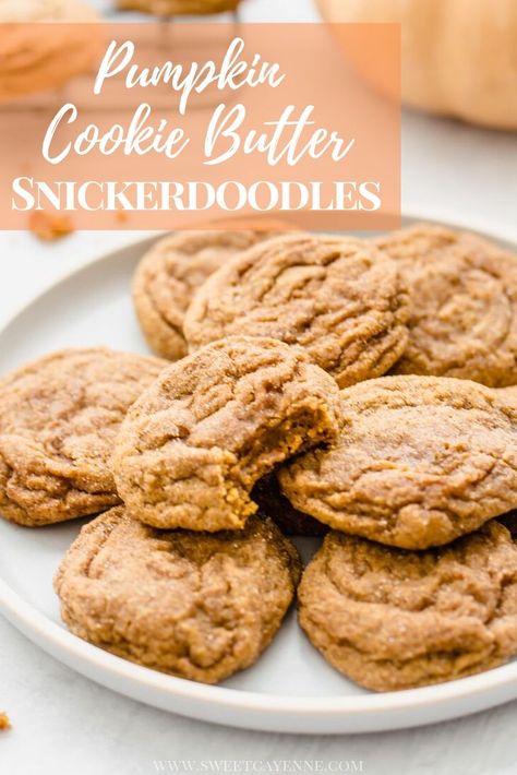 Biscoff Pumpkin Cookies, Pumpkin Cookie Butter Cake, Pumpkin Cookie Butter Cheesecake, Pumpkin Butter Cookies, Cookie Butter Desserts, Cookie Butter Recipes, Snickerdoodle Recipes, Cookbook Inspiration, Cookie Butter Cookies