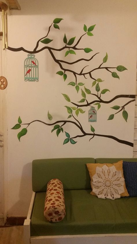 Wall Painting Ideas Corner, Wall Paint Designs Creative, Simple Wall Design, Room Wall Drawing, Cute Wall Painting, Easy Wall Painting, Wall Painting Designs, Wall Drawing Ideas, Wall Painting Ideas Creative