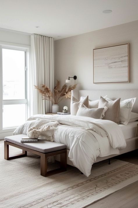 Aesthetic Elegance: 20+ Organic Modern Bedrooms That Capture the Imagination - Quiet Minimal Manifestation House, Design Ložnic, Bedroom Neutral, Beige Room, Neutral Bedroom Decor, Minimal Bedroom, Beige Bedroom, Pantone Colors, Color Test