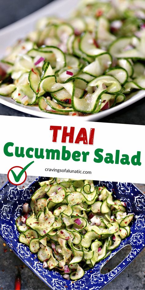 Thai Cucumber Salad Recipe, Thai Lunch, Thai Cucumber, Thai Cucumber Salad, Asian Vegetarian Recipes, Asian Cucumber Salad, Cucumber Salad Recipe, Salad Diet, Savory Salads