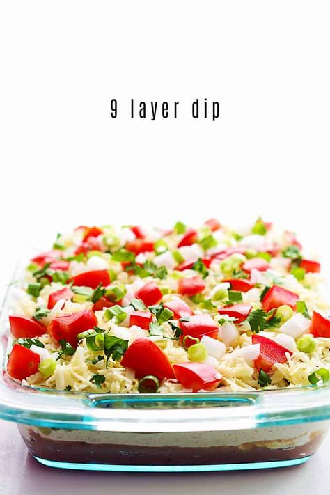 9 Layer Dip - Creme De La Crumb Potluck Food, Potluck Ideas, Kidney Recipes, Layer Dip, Football Sunday, Potluck Dishes, Pot Luck, Football Food, Delicious Treats