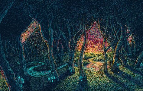 Swirling Illustrations by James R. Eads Explore Human Connections and the Natural World — Colossal James R Eads, Dimensional Art, Illustration Styles, Colossal Art, Art And Illustration, Star Sky, Chiaroscuro, Surreal Art, In The Woods