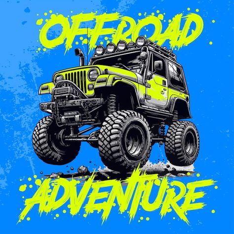 Offroad car | Premium Vector #Freepik #vector Jeep Art, Car Cartoon, Trending Tshirts, Boys T Shirts, Car Design, Cartoon Wallpaper, Premium Vector, Graphic Resources, Jeep