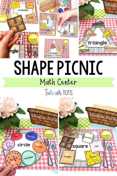 Triangle Snacks Preschool, Sort Activities For Preschool, Math Number Activity For Preschool, Classifying Activities For Preschool, Preschool Picnic Food, Camping Shapes Preschool, Picnic For Preschoolers, Shape Lessons For Preschool, Learning About Shapes Preschool